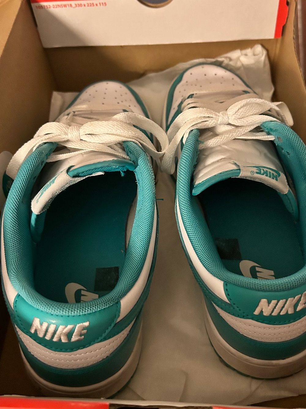 Nike White and Teal Low-Top Sneakers